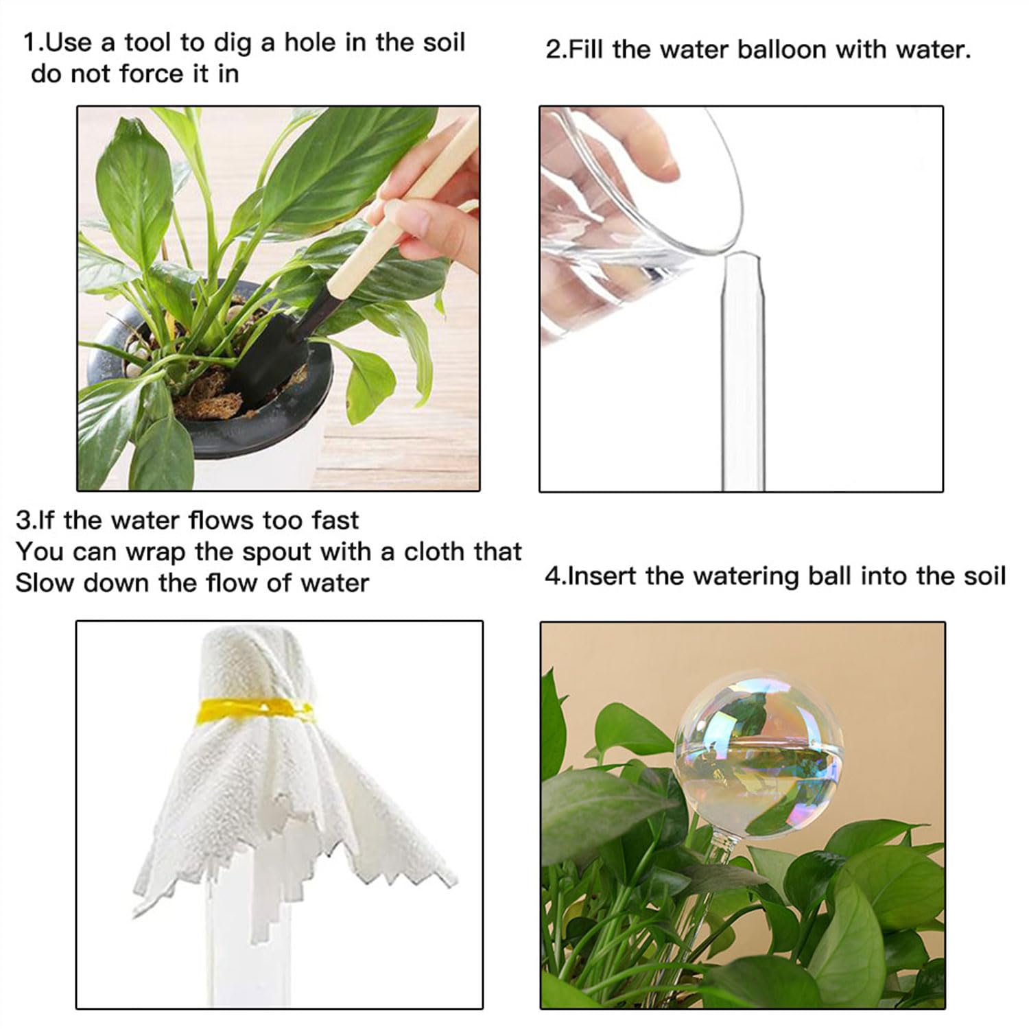 Vividaire 17 Oz 2 Weeks Glass Plant Watering Globes Large for Indoor Outdoor Potted Plants Self Watering Planter Insert Bulbs Water Plants While Away Vacation Devices (Iridescent Large 2-Pack)