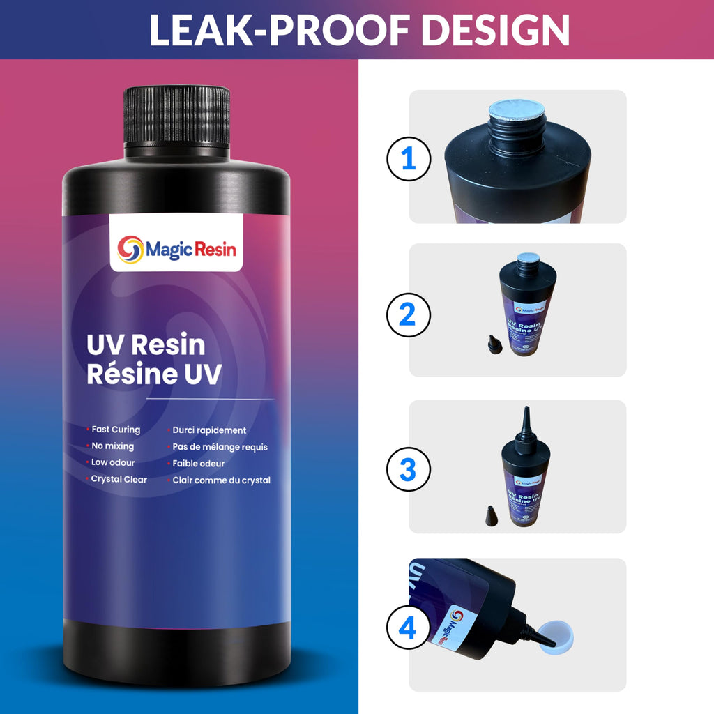 Magic Resin | 500 ml (500g) | UV Resin for Crafting | Crystal Clear, Fast Curing and Non-Yellowing | Perfect for Jewelry, Coating, Small Casting, and DIY Projects | Easy to Use No Mixing