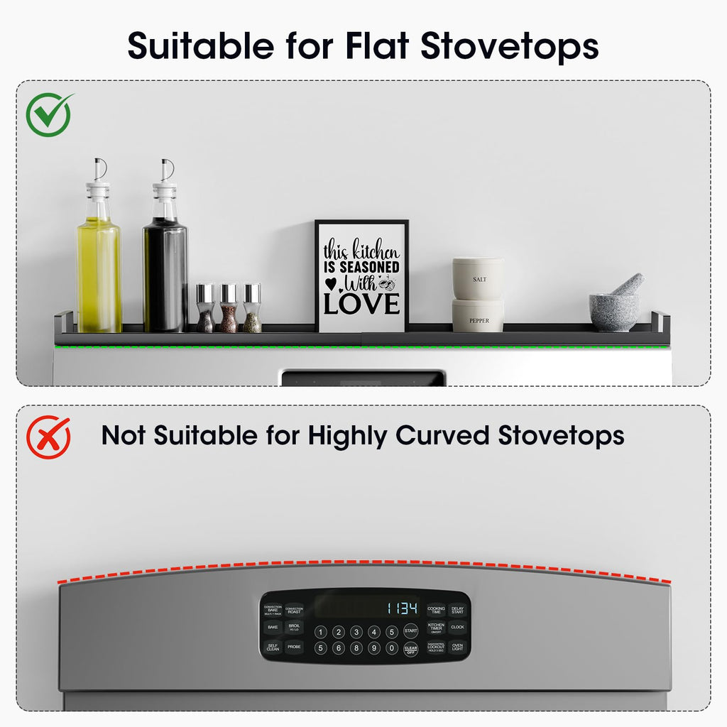 Bumusty Magnetic Shelf for Stove, Kitchen Shelf Magnetic Stove Top Shelf, 30" Expandable Over The Kitchen Organization for Flat Top Stove Only