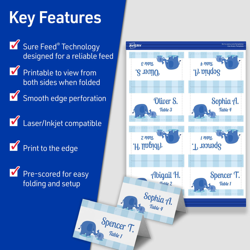 Avery Printable Small Tent Cards, 2" x 3.5", Two-Sided Printing, Matte White, 2 Pack, 320 Cards Total (5812)