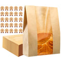 60Pcs Paper Bread Bags for Homemade Bread, Sourdough bread bags with Window, Brown Kraft Paper Bakery Bags with Label Seal Stickers (13.7x8.2x3.7 inch)