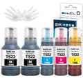 T522 522 Ink Refill Bottles Replacement for ET-2803 ET-4800 ET-2720 ET-2840 ET-2400 ET-2800 ET-4810 ET-4700 ET-1110 ET-1810 ET-2710 ET-2810 ET-2811 (5-Pack,2KCMY)