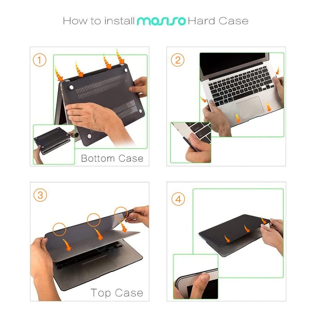 MOSISO Compatible with MacBook Air 13 inch Case (Models: A1369 & A1466, Older Version 2010-2017 Release), Protective Plastic Hard Shell Case & Keyboard Cover & Screen Protector, Black
