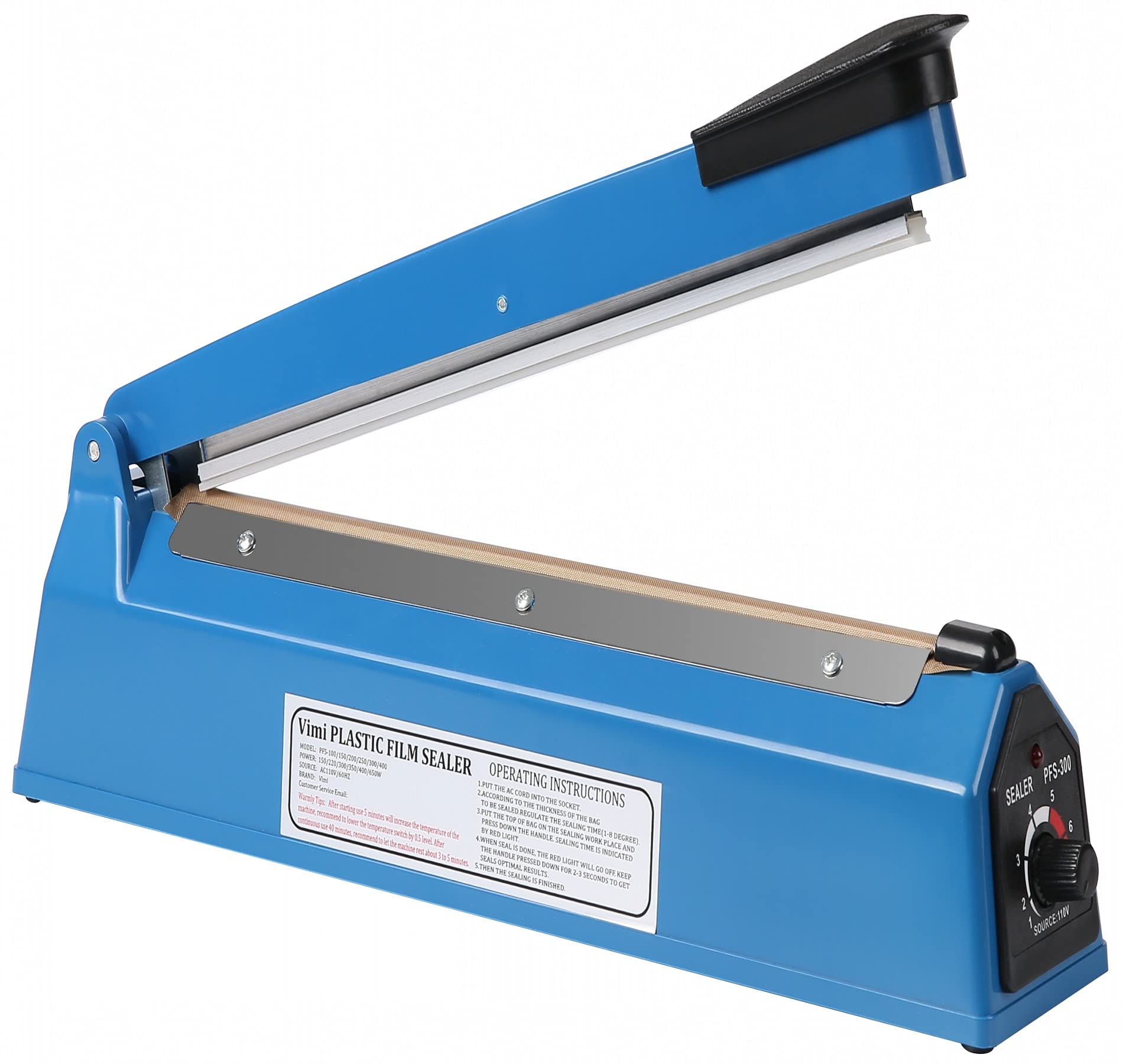 Impulse Heat Sealer Manual 8 Inch Sealing Machine for Plastic Bags PE PP With Extra Replace Element Grip