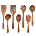 Wooden Spoons for Cooking,Natural Teak Wooden Kitchen Utensils Set (7 PCS)