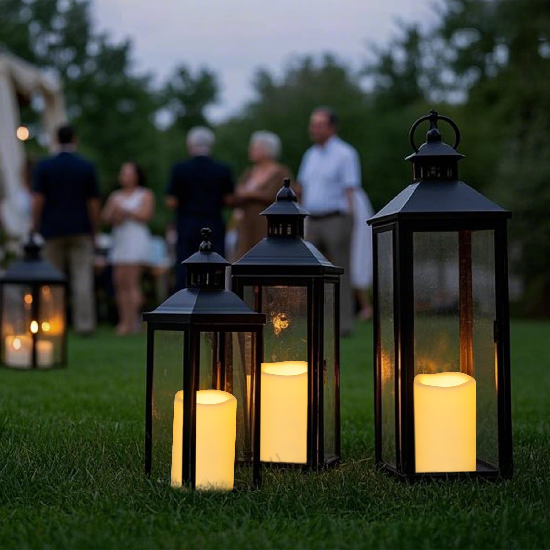 Yakpo 2 Pack 10 x 15 cm Waterproof Outdoor Candles with Timer Battery Operated, Large Outdoor LED Candles with Timer, Plastic Electric Flickering Flameless Pillar Candle for Garden Lantern Decorations