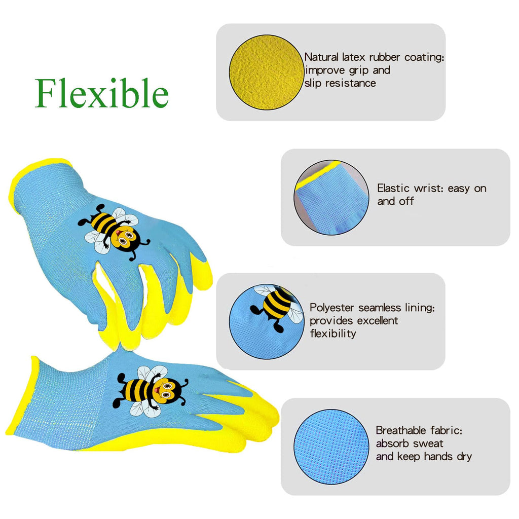 8 Pairs Kids Gardening Gloves Soft Gardening Protective Rubber Gloves for Children Age 4-8 Years Boys and Girls Yard Work Activity 4 Colors