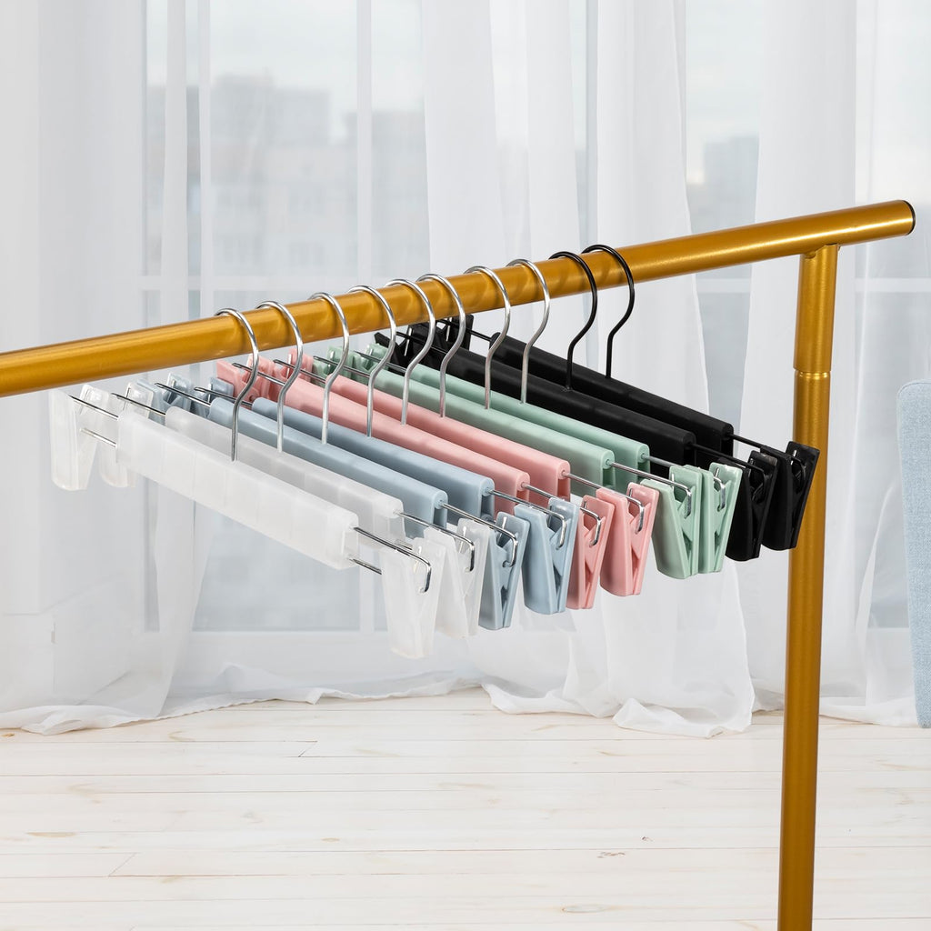 Lamitocs Pants Hangers with Adjustable Anti-Rust Clips for Pants (Black, 30Pack)