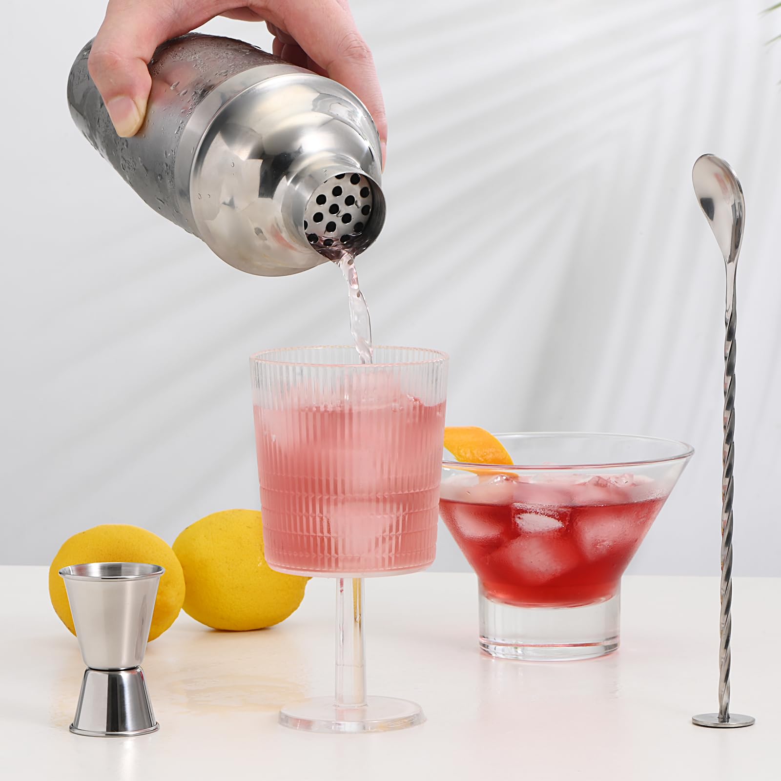 Etens Cocktail Shaker Set | Bar Set Shaker Cocktail Kit w/ 24oz Martini Shaker, Measure Jigger, Mixing Spoon | Perfect Drink Mixer for Home Bartender - Mixology Bartending Tool Accessories