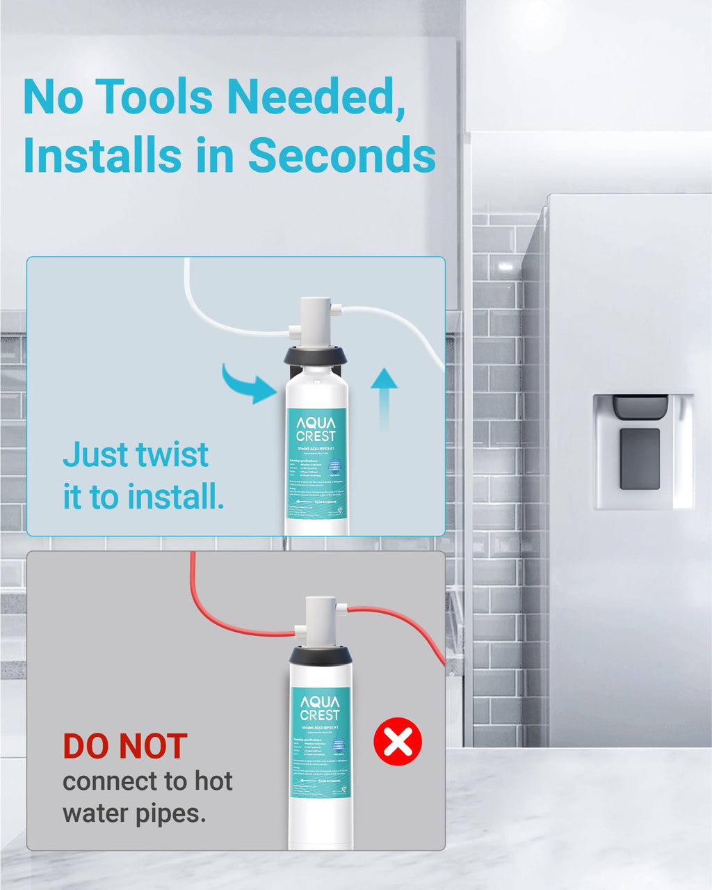 AQUACREST F-1000 Undersink Water Filter, Replacement for F-1000 and AquaPure AP Easy C-Complete, Model No.WF03-F1.
