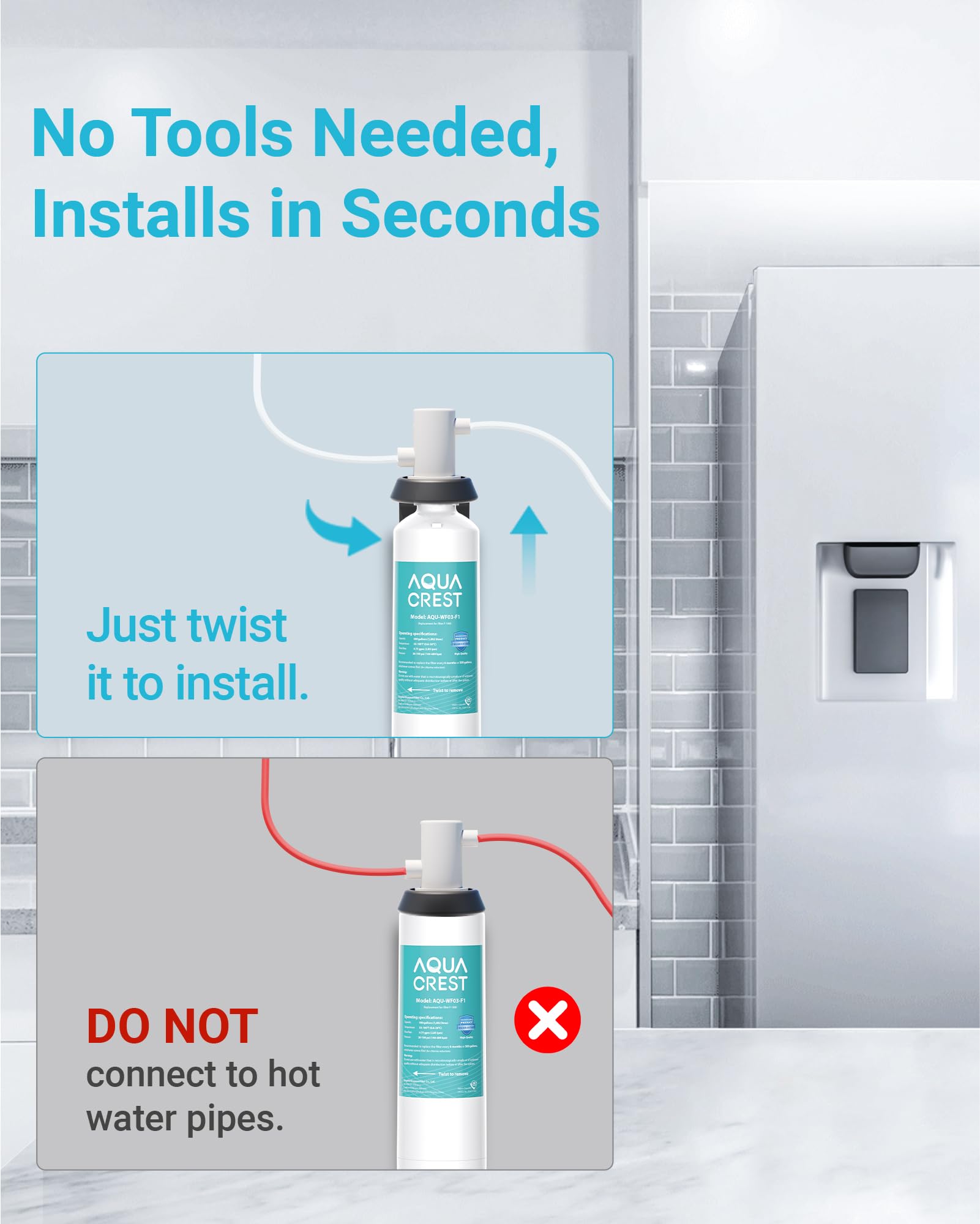 AQUACREST F-1000 Undersink Water Filter, Replacement for F-1000 and AquaPure AP Easy C-Complete, Model No.WF03-F1.