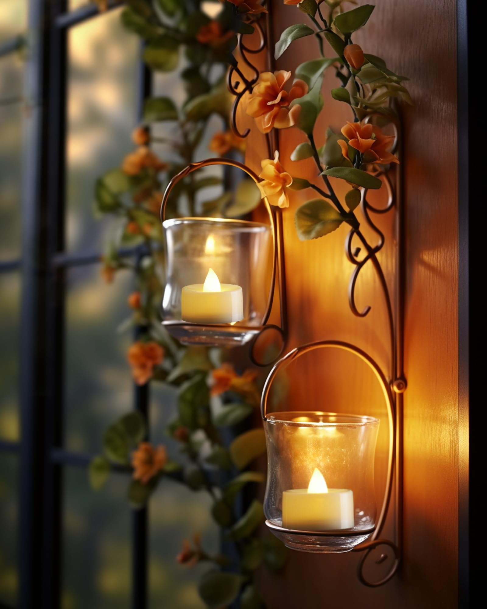 Homemory Battery LED Tea Lights, Pack of 24, Flameless Tealight Candles with Warm White Flickering Light, Dia 1.4’’ Electric Fake Candle for Votive, Wedding, Party, Table, Diningroom, Gift
