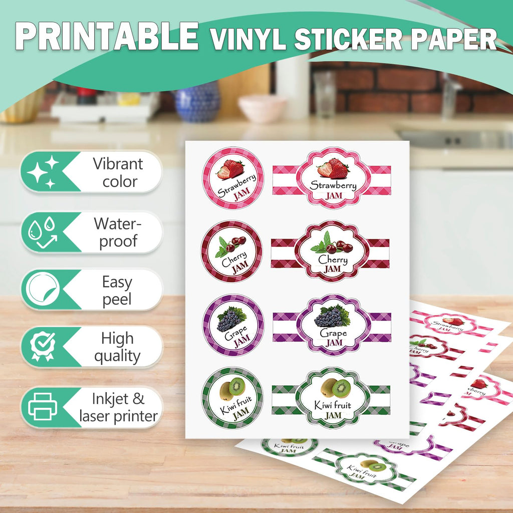 Pikapoka 11x17 Removable Self-Adhesive Vinyl Sticker Paper, Matte, 30 Pack, Waterproof, Suitable for Laser and Inkjet Printer