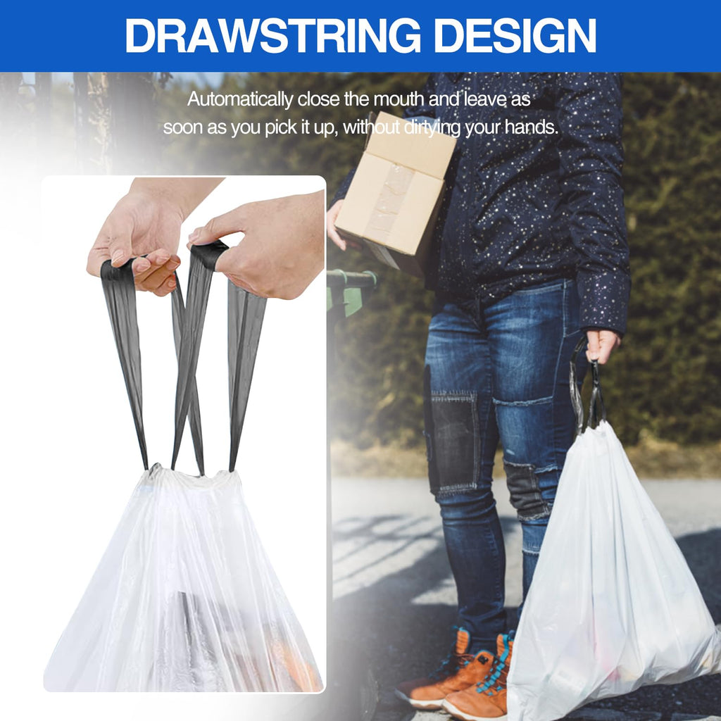 Charmount 210 Counts Small Garbage Bags -4 Gallon Drawstring Trash Bags for Bathroom, Kitchen, Bedroom, Office and Car, 10-15L Unscented,Semi-Transparent White