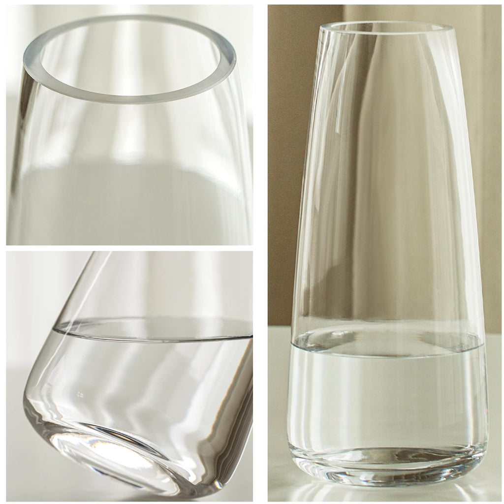 FANTESTICRYAN Ins Modern Glass Vase Irised Crystal Clear Glass Vase for Home Office Decor (Crystal Clear)