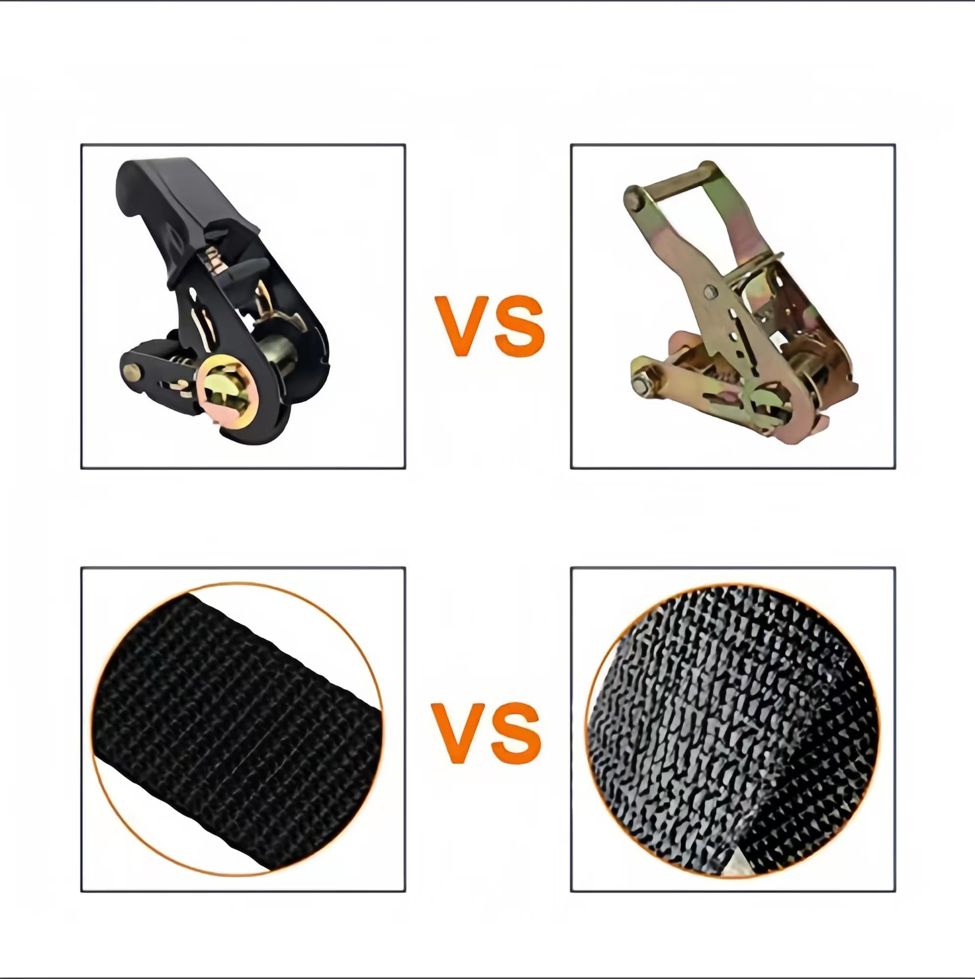 Endless Ratchet Tie Down Straps Heavy Duty Cargo Tie Downs, Durable Nylon Black Strap Down Ratcheting Securing Straps, Track Spring Fittings, Tie-Down Motorcycles, Trailer Loads, Kayak (20ft - 2pack)