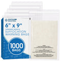 Spartan Industrial - 6" X 9" (1000 Count) Self Seal Clear Poly Bags with Suffocation Warning for Packaging, Shipping - Permanent Adhesive