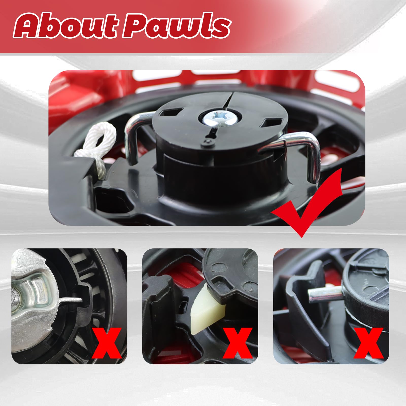 GX160 Pull Start Assembly Compatible with Honda GX120 GX200 5.5HP 6.5HP Engine Replacement Parts 28400-Z4M-306ZB 27400-Z1T-702 Recoil Starter (Curved Steel Rod Pawls)
