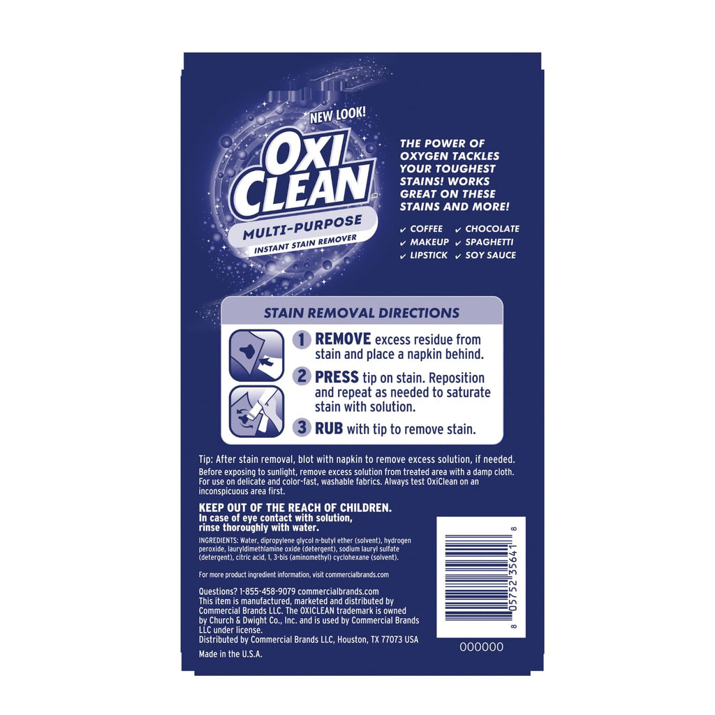 CR Brands OxiClean On The Go Stain Remover Pen for Clothes and Fabric, to Go Instant Stain Removal Stick, 3-Count