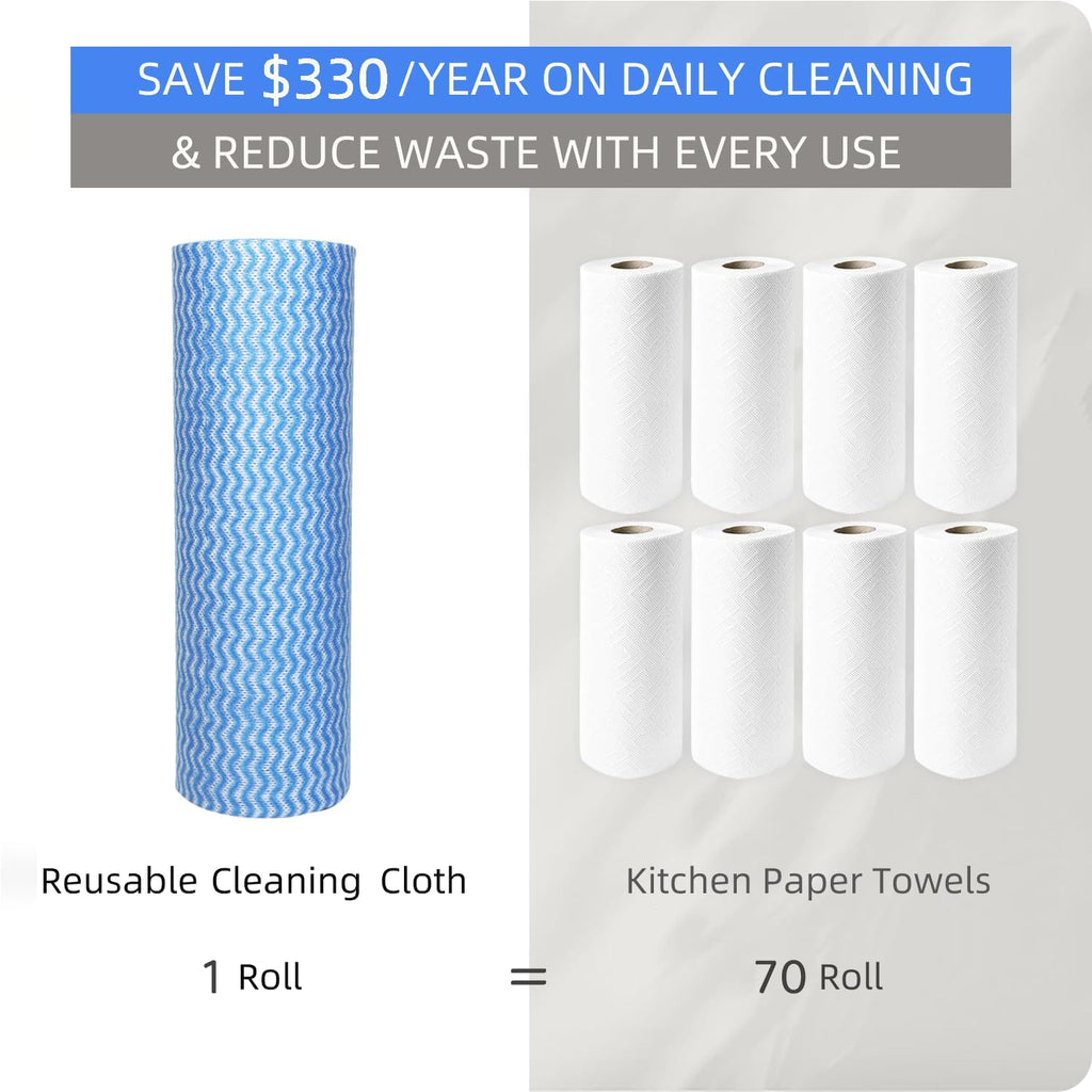 JEBBLAS Disposable Cleaning Towels Reusable Paper Rolls Dish Cloths Handy Cleaning Cloth J Cloth Quick-Dry 50 Count/Roll Total 3 Roll Blue