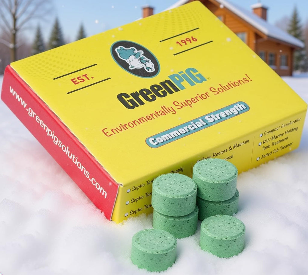 GREEN PIG Septic Tank Treatment Pods- Aids in the Breakdown of Septic Waste to Prevent Backups, Easy Flush Cleaner, 1-year supply, 6 Pods, 52C Live Tank Treatment