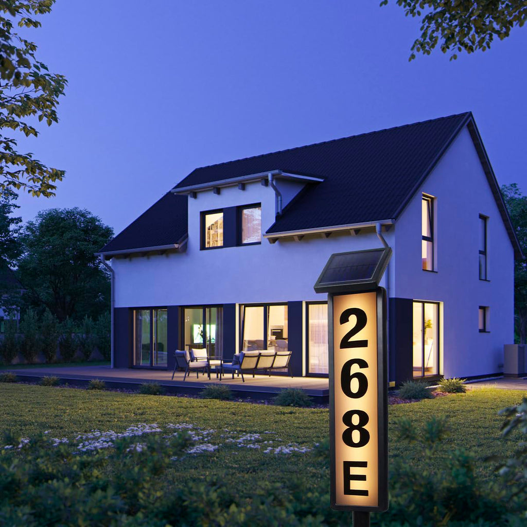 Solar Address Sign Lighted Solar House Numbers for Outside Address Plaques for House Address Sign Numbers for Address, Yard, Garden, Driveway, Outdoor