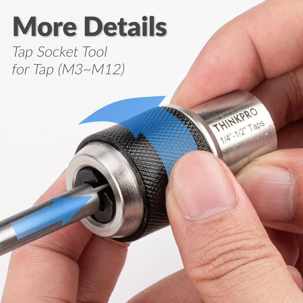 Thinkpro 2pcs Tap Socket Set,Extraction Tool with Adjustable Jaws,Suitable for Taps,Reamers,Screw Extractors
