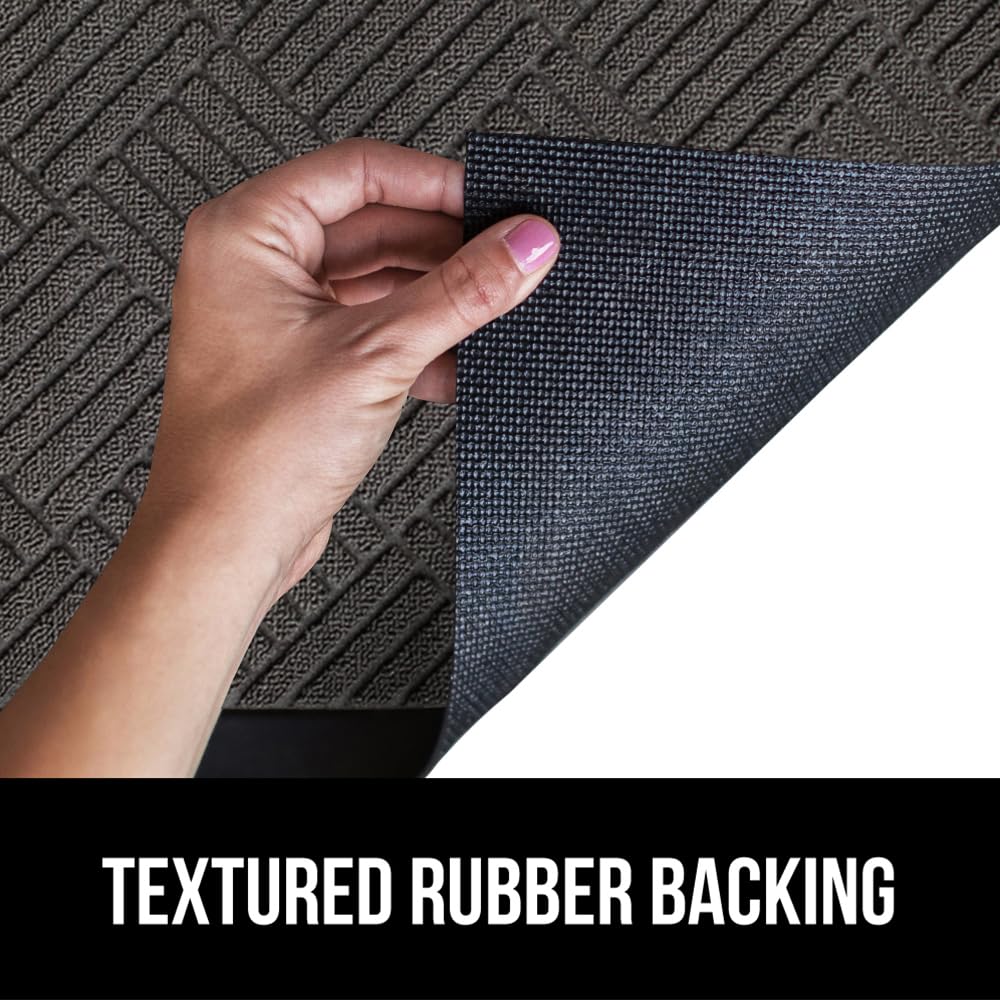 GORILLA GRIP Durable Natural Rubber Door Mat, Waterproof, Low Profile, Heavy Duty Welcome Doormat for Indoor and Outdoor, Easy Clean, Rug Mats for Entry, Patio, Busy Areas, 17x29, Gray Diamond