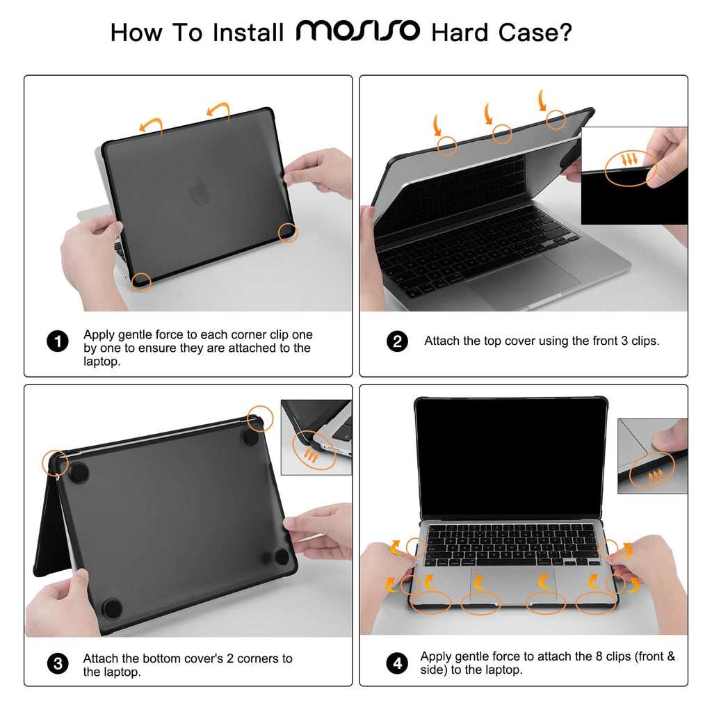 MOSISO Compatible with MacBook Air 13 inch Case M5 2026 M4 2025 M3 M2 2024-2022 A3449 A3240 A3113 A2681, Seamlessly Closes Anti-Crack&Anti-Fingerprints Hard Shell for MacBook Air 13.6, Midnight Clear