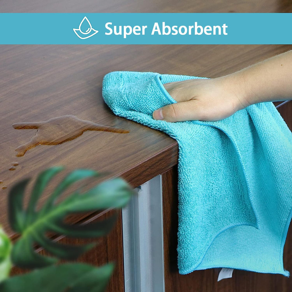 HOMEXCEL Microfiber Cleaning Cloth,100Pack Cleaning Rag,Cleaning Towels with 4 Color Assorted,11.5"X11.5"(Green/Blue/Yellow/Pink)