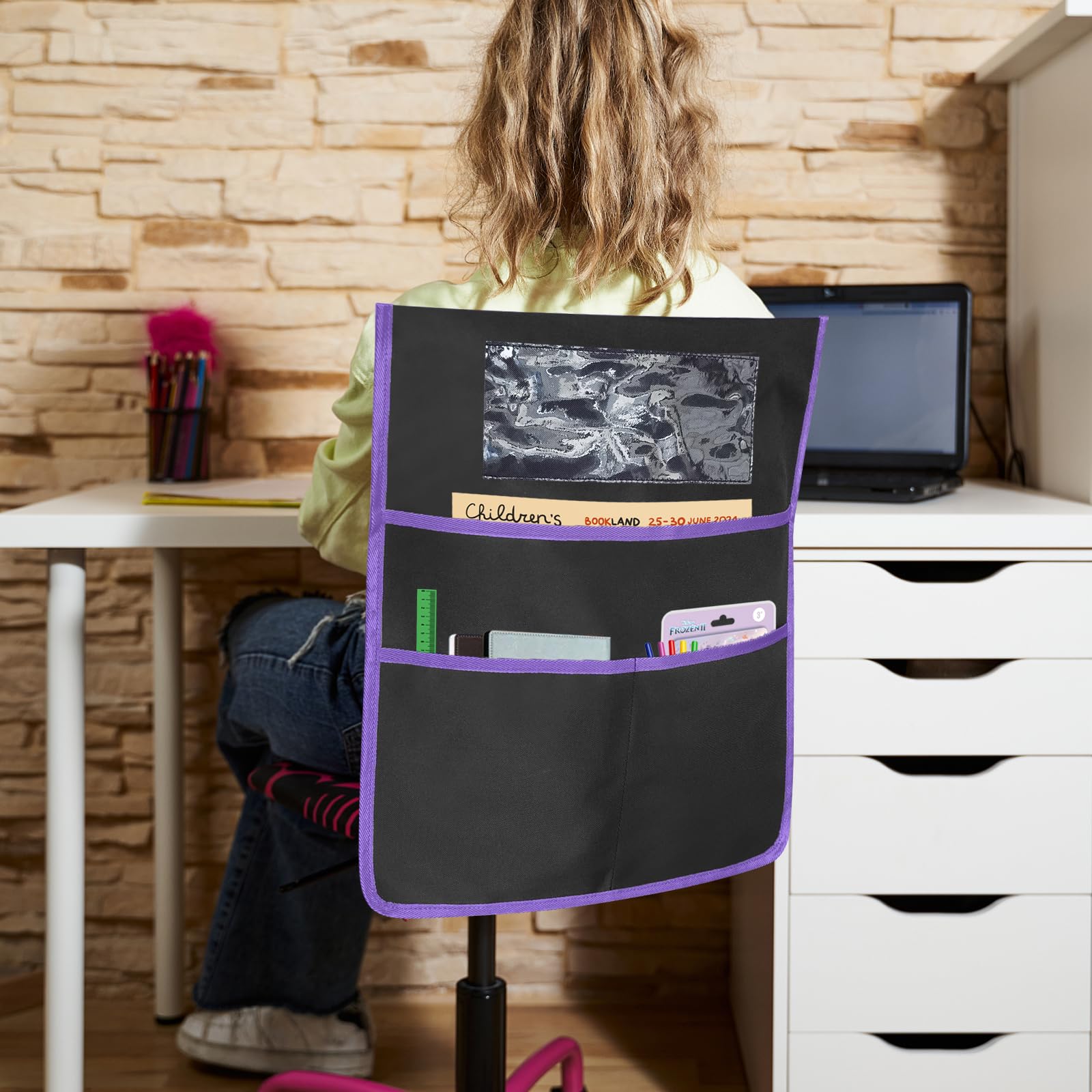 12 Pack Chair Pockets for Classrooms, Seat Sacks with 3 Heavy Duty Storage Pocket, Chair Back Buddy Pocket with Name Tag Slot, Ideal Back to School Supplies, Classroom Must Haves (Multicolor)