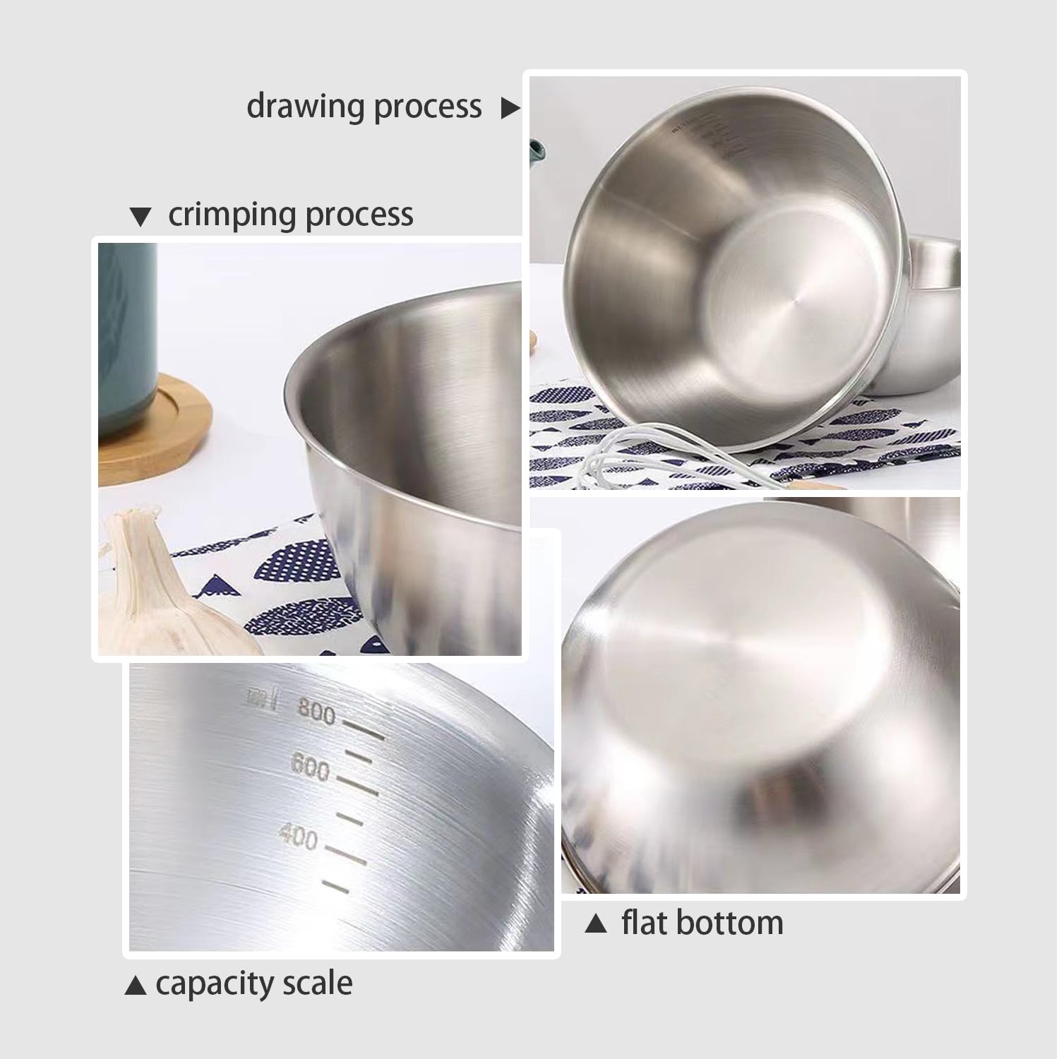 WANBY Stainless Steel Bowls Metal Lightweight Unbreakable Dinner Bowls Set Non-Toxin Dishwasher Safe BPA Free and Healthy (8 Pack 28Oz)