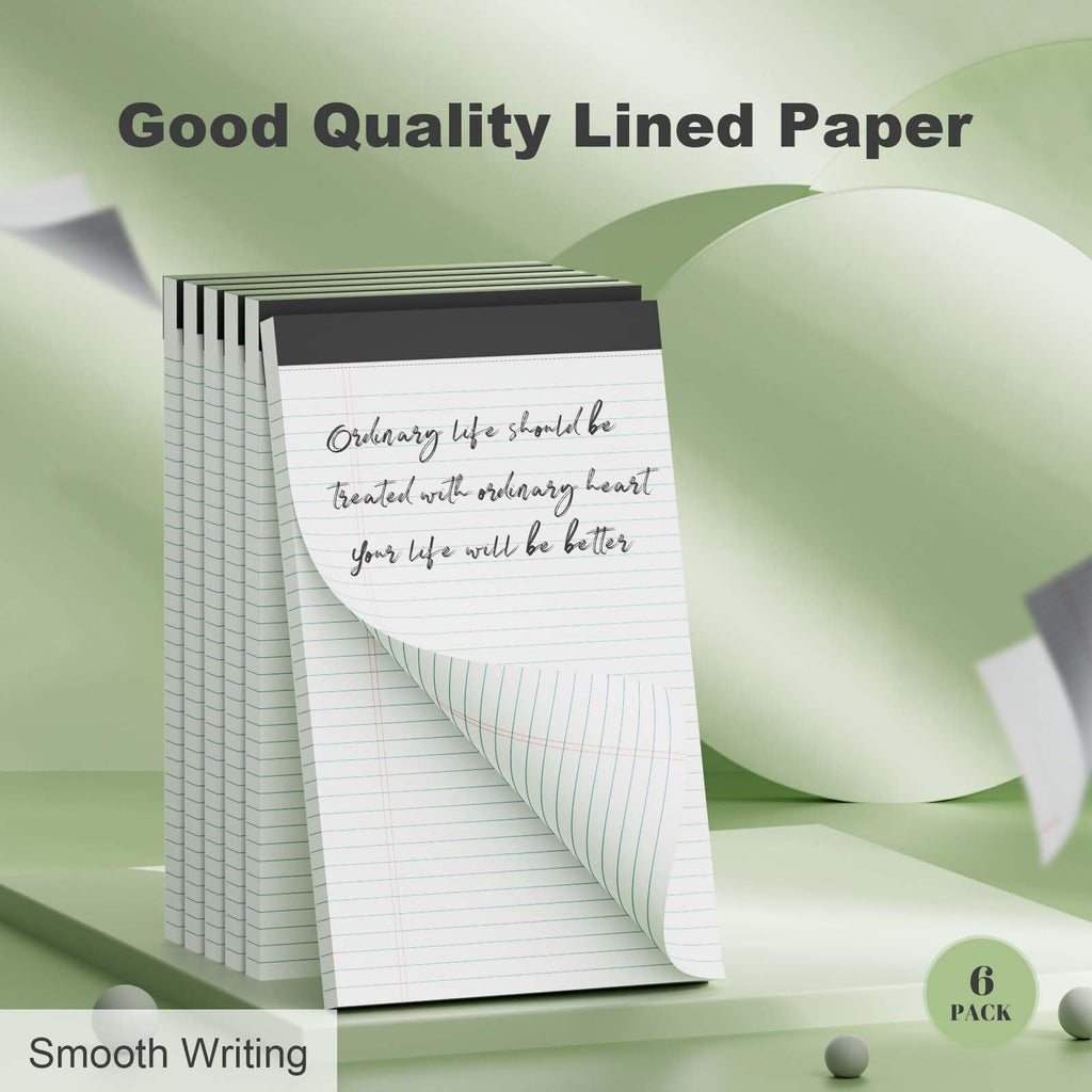 Legal Pads 8.5 x 11 College Ruled Note Pads, 6 Pack Notepads 8.5 x 11 Lined Paper Narrow Ruled Writing Pads, 30 Sheets Per Note Pad, Micro Perforated White Legal Pad 8.5 x 11 for Work/School/Office