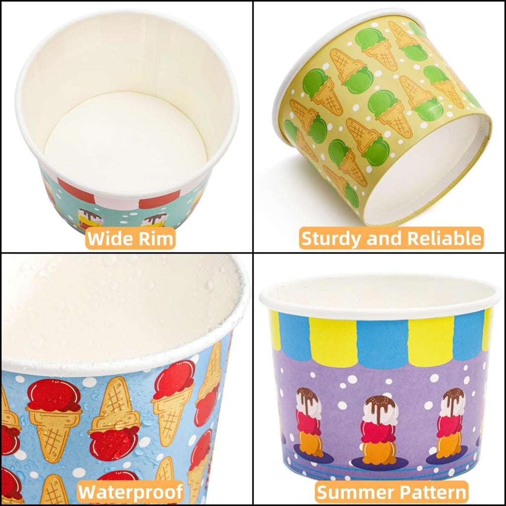 Cididu 210 Pack Paper Ice Cream Cups, 12 Oz Disposable Ice Cream Bowls, Party Dessert Snack Bowls for Hot or Cold Food, Food Grade Party Supplies Treat Cups for Yogurt Soup Fruits, Picnics Birthday