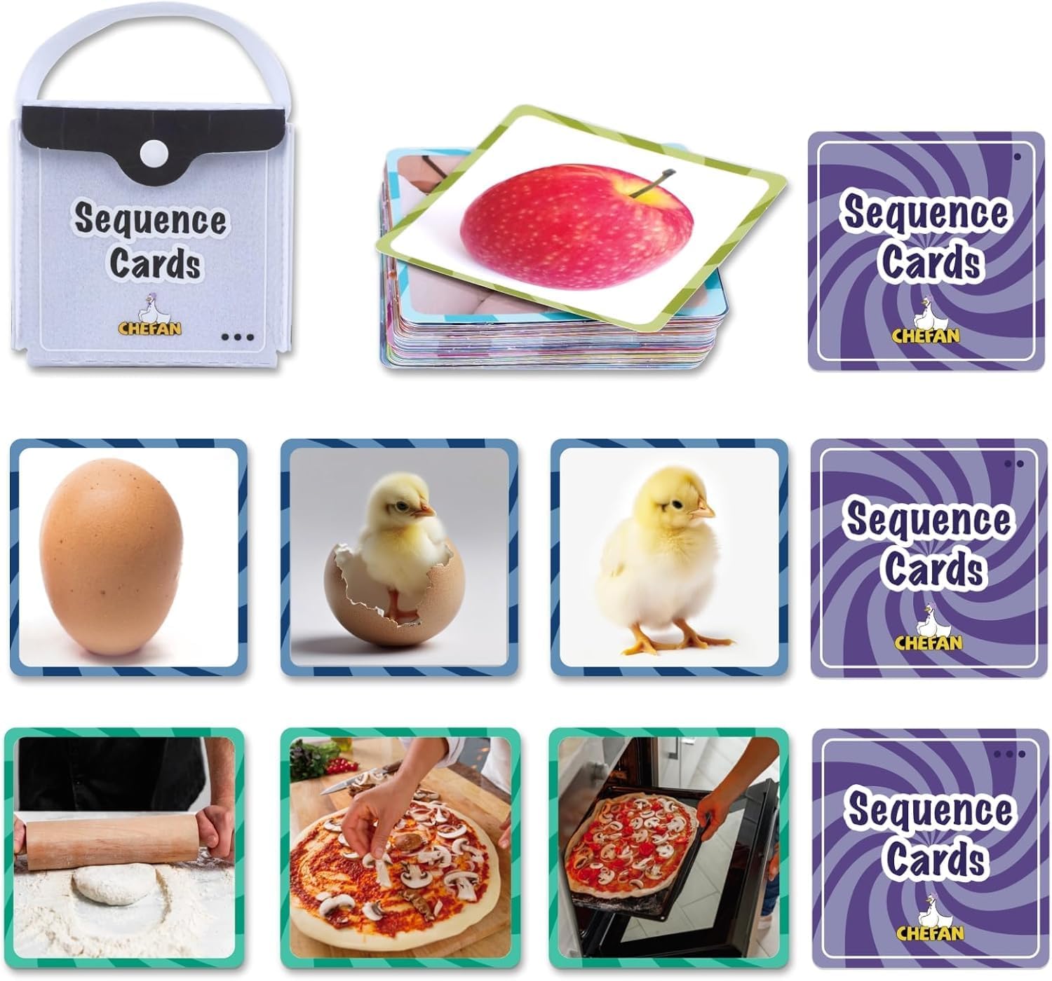 CHEFAN Sequence Cards for Kids, Storytelling & Daily Routine, Speech Therapy Games, Autism Learning Tools with Sentence Building, Special Education Resources for Preschool, Classroom