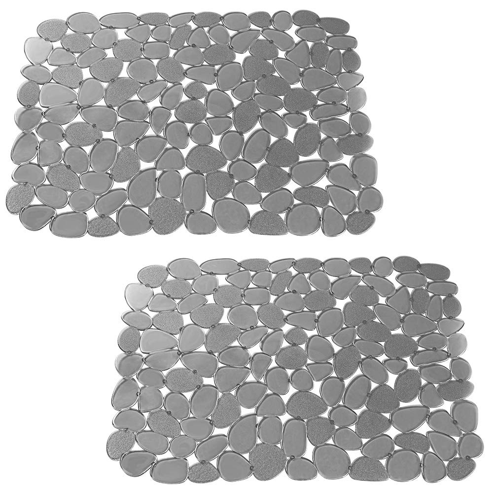 VELOVYO Kitchen Sink Mats, Sink Protector Mats, Adjustable Pebble, Grey, 2 Packs
