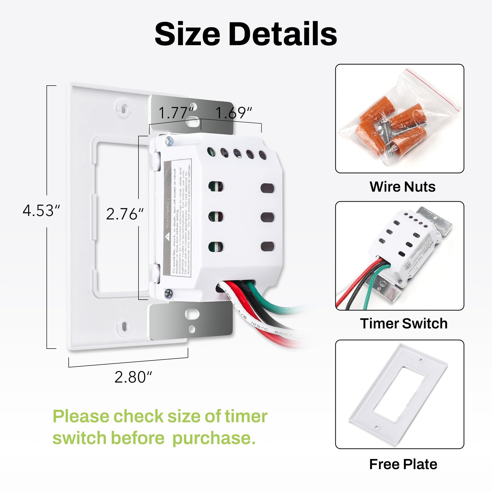 BN-LINK Countdown Digital Wall Timer Switch for Exhaust Fan with Push Button 5-10-20-30-45-60mins, Bathroom Fan Light Switch Timer Indoor, Neutral Required, Wall Plate Included, White