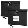 2 Pack Money Bag with Lock Oxford Locking Money Bag Lockable Cash Bags Black Money Bank Deposit Bag 8.3 x 11.4 inch Cashier Bags Document Bag with Lock 4 Keys for Business Bank