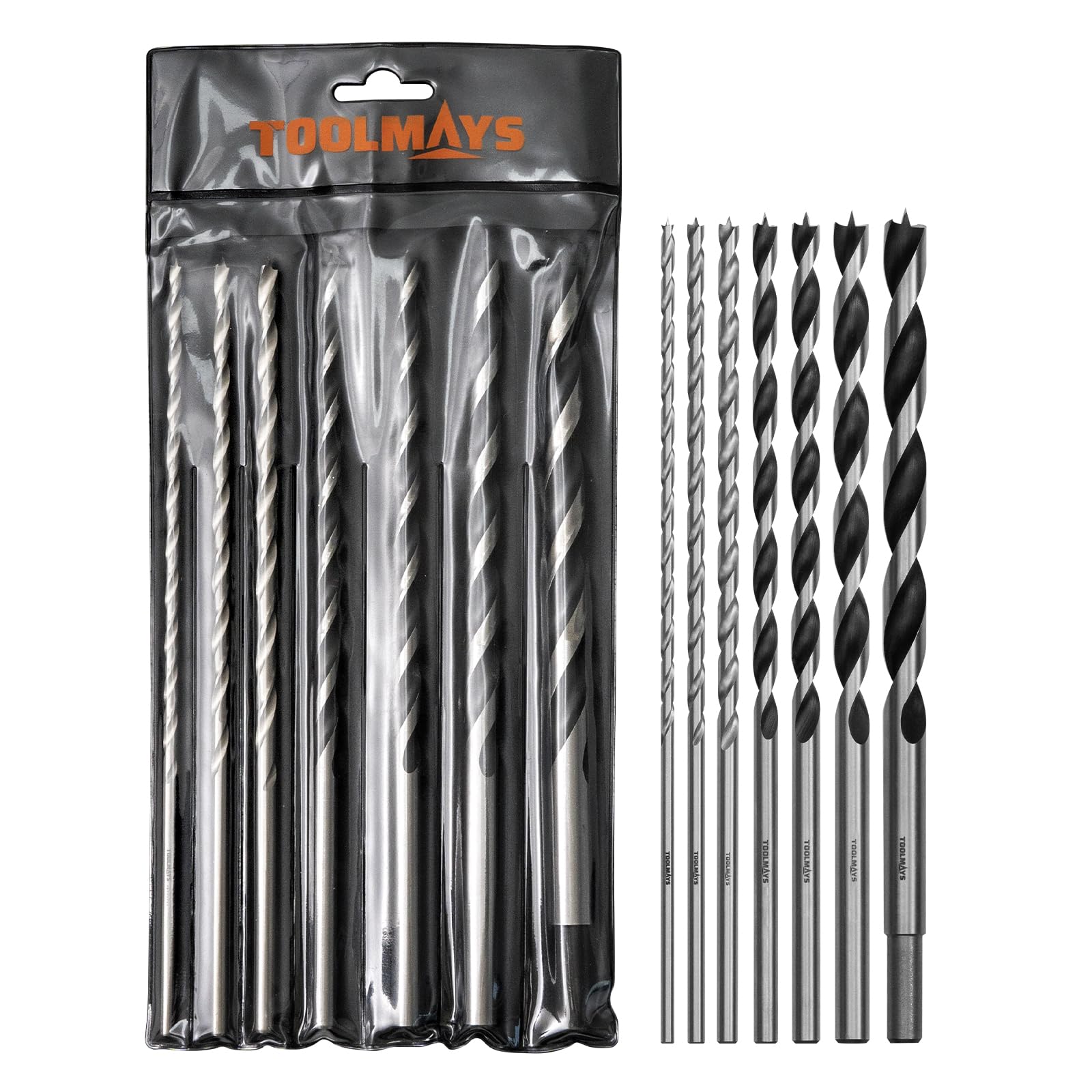 Extra Long 9.05" Brad Point Wood Drill Bit Set Metric - 7 Pack Carpenters Quality - Drill Splinter-Free Perfectly Round Holes in All Types of Wood (1/8",3/16",1/4", 5/16",3/8",7/16",1/2")