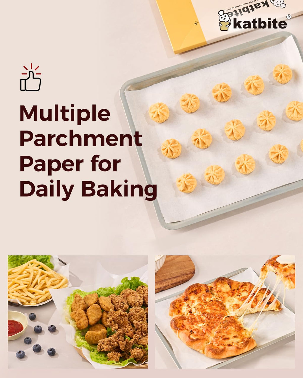 Katbite 200pcs Parchment Paper Sheets 12x16 inch (9x13 Optional) Heavy Duty, Baking Paper Parchment for Cookies, Bread, Meat, Pizza
