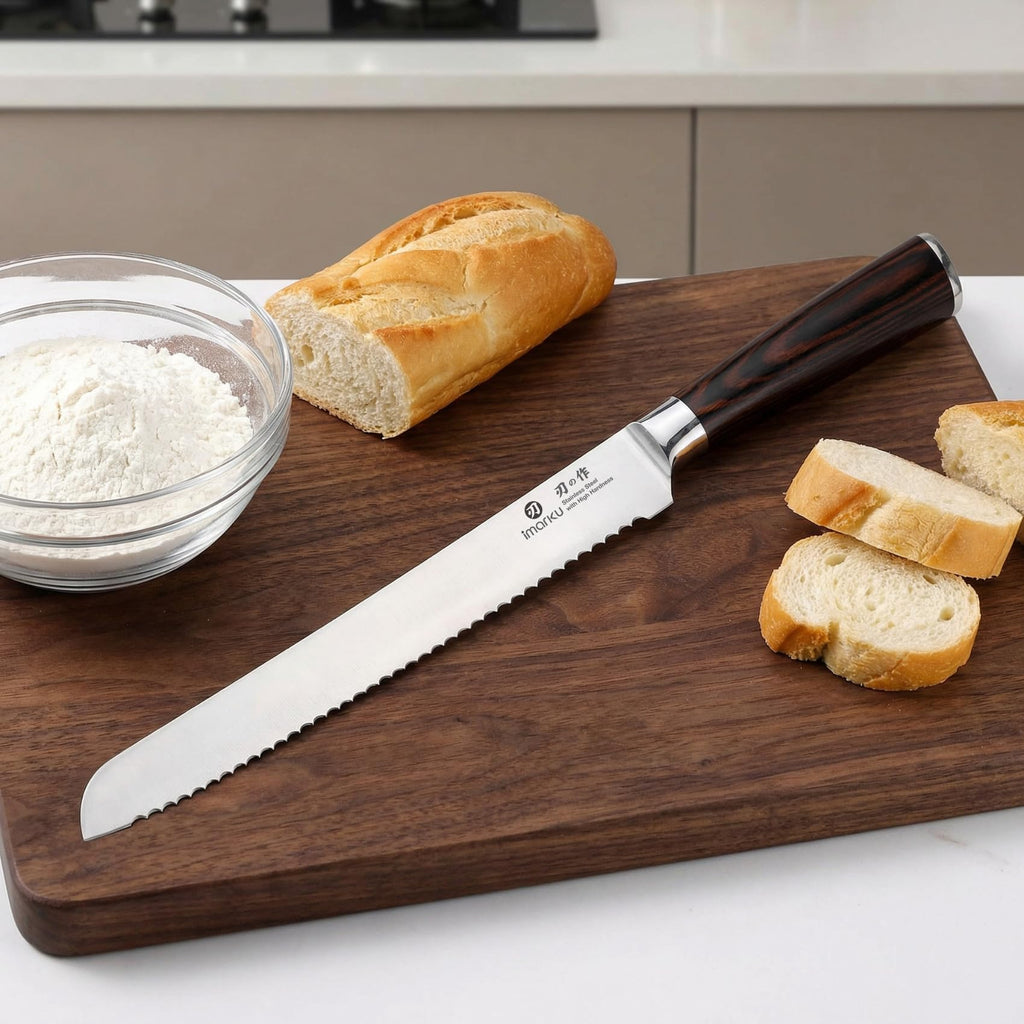 imarku Bread Knife, Japanese High Carbon Stainless Steel Professional Grade Breads Slicing Knife, 10-Inch Serrated Edge Cake Knife, Bread Cutter for Homemade Crusty Sourdough,Best Gifts