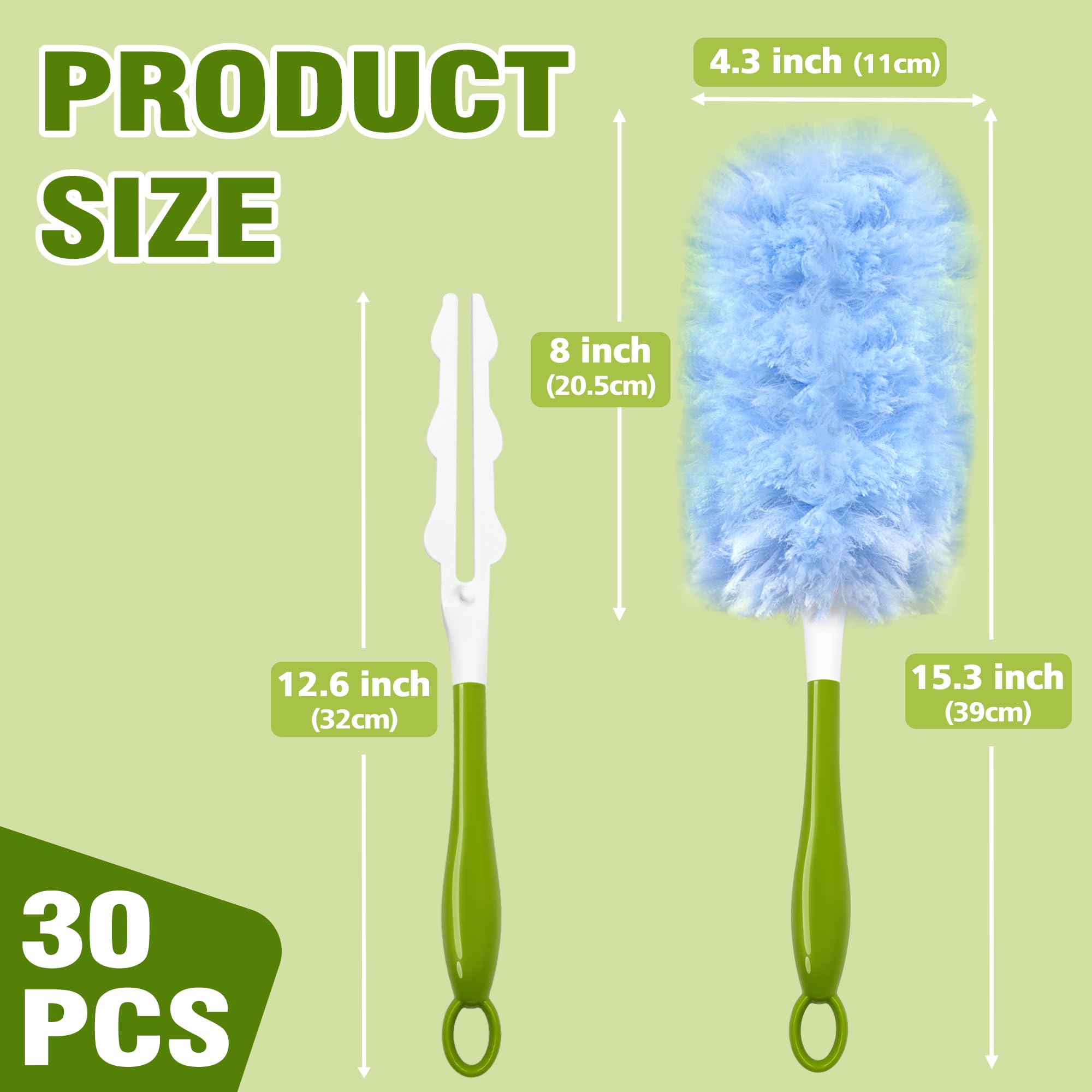 DALIPER Heavy Duty Duster Refills Compatible with Swiffer, Duster Kit with 30 PCS Refills & 1 Handle, 360° Dusters with 4X Microfibers for Dusting Ceiling Fans, Electronics, Furniture, Blinds