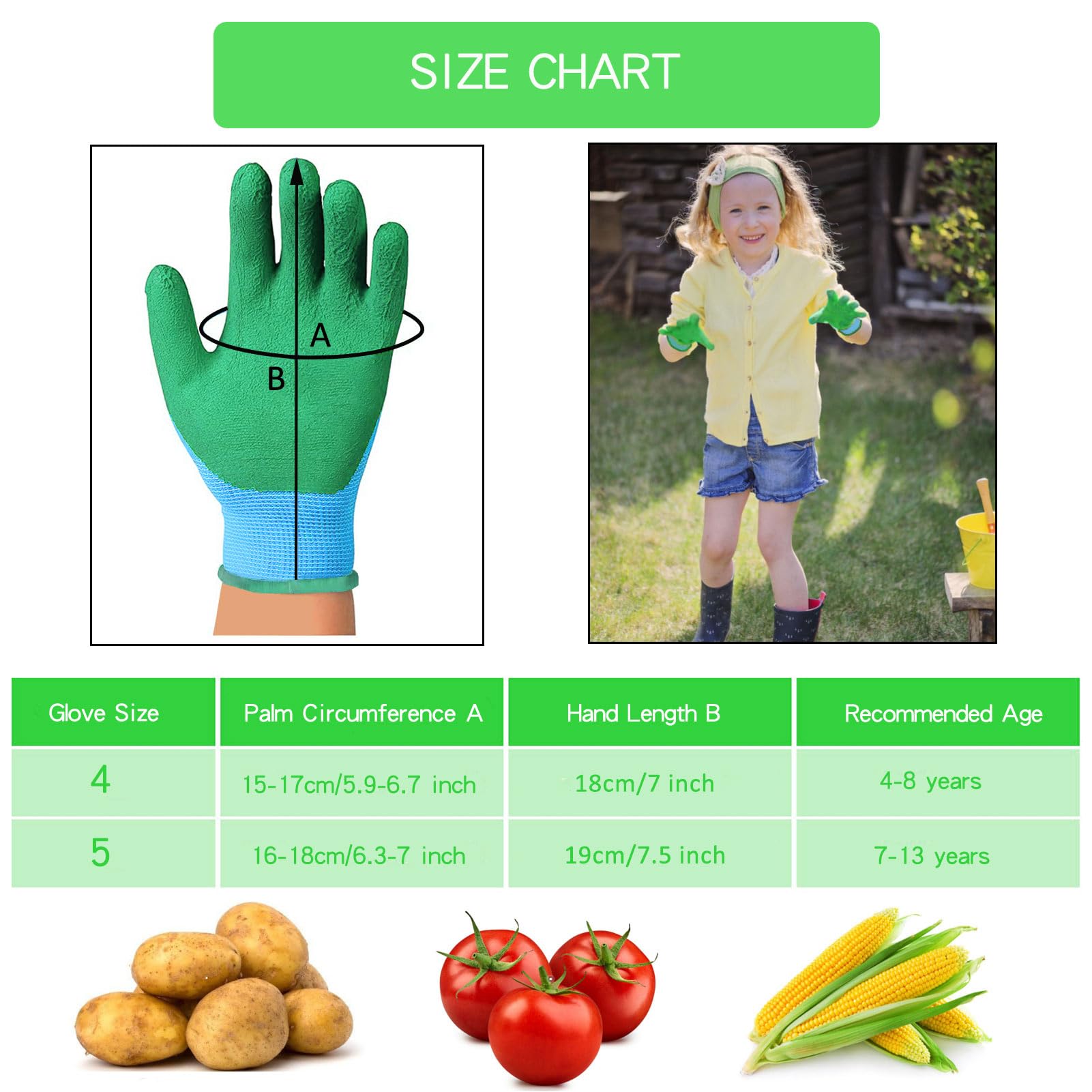 8 Pairs Kids Gardening Gloves Soft Gardening Protective Rubber Gloves for Children Age 4-8 Years Boys and Girls Yard Work Activity 4 Colors