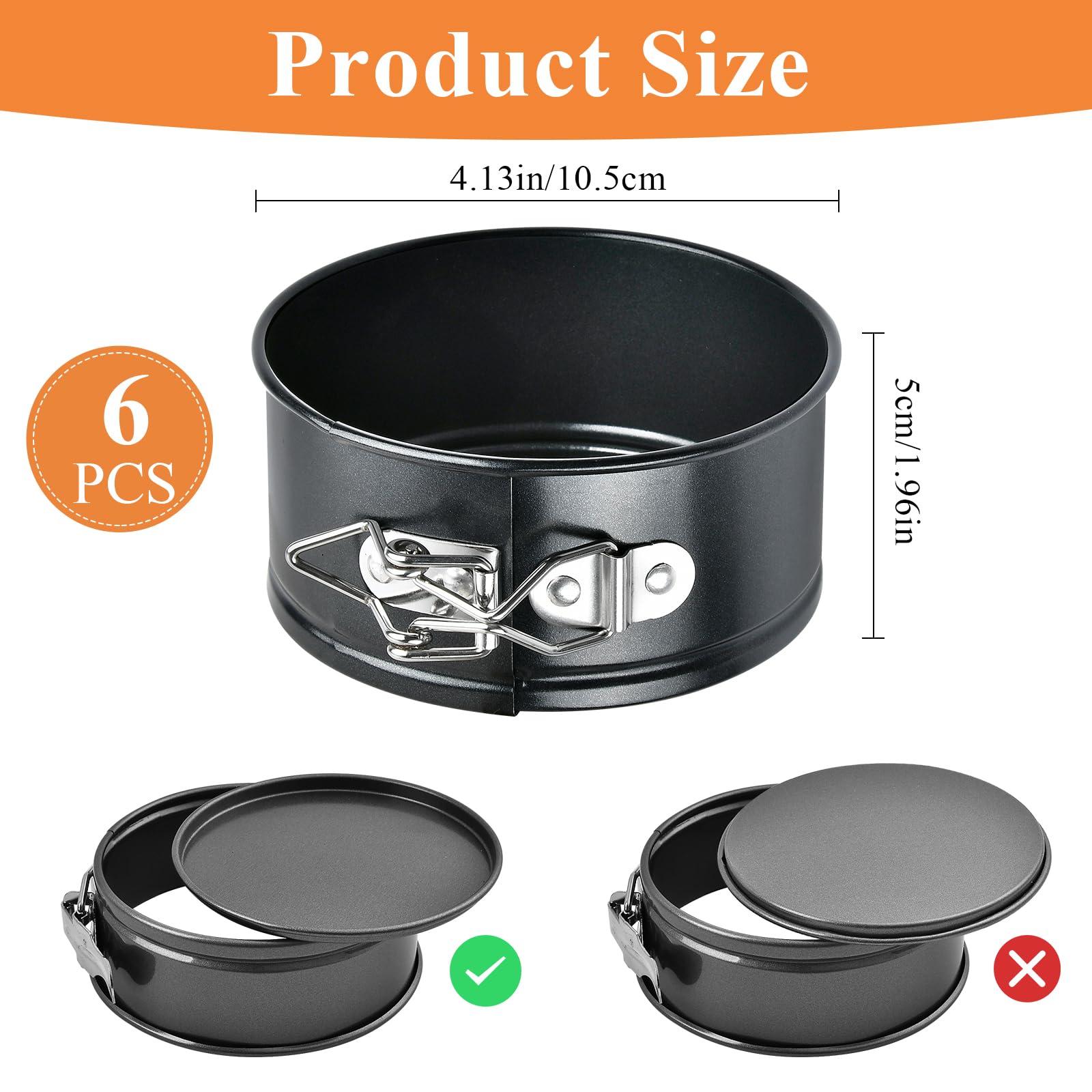 Supkiir 8Pcs 4Inch Springform Pans, Round Mini Cheesecake Pan with Removable Bottom, Small Leak-Proof Cake Pans Non-Stick Baking Cake Mold for Cheesecakes Pizzas Quiches Pie