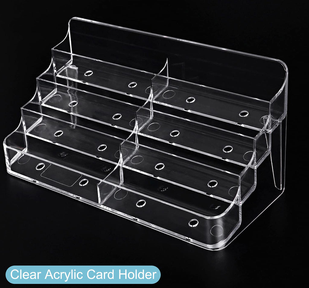 Gowall Business Card Holder, 8 Pocket Acrylic Business Card Holder for Desk Clear Business Card Stand Desktop Business Card Holders Plastic Business Card Display for Exhibition, Home and Office, 2 PCS