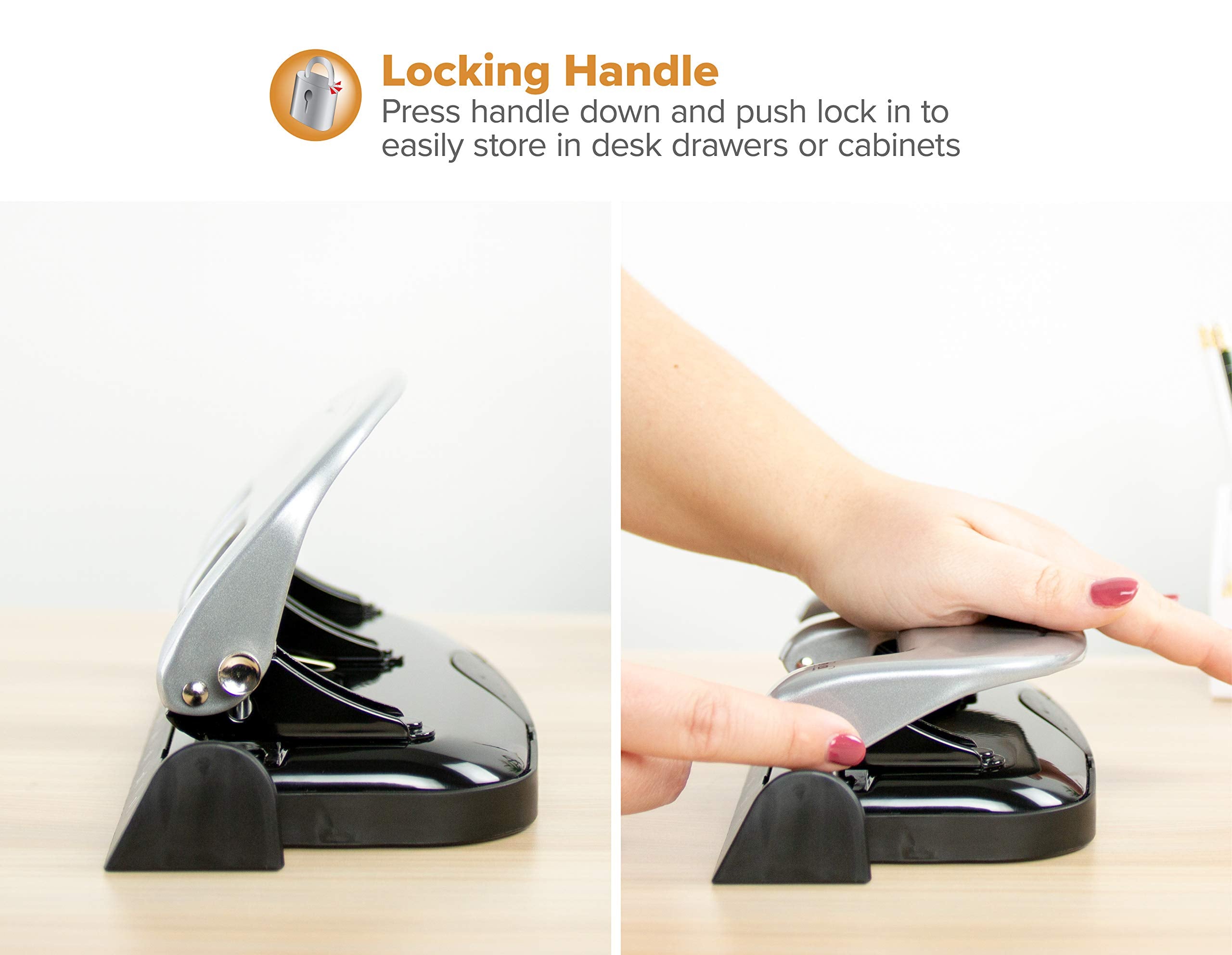 Bostitch Office EZ Squeeze 3-Hole Punch, 20 Sheet Capacity, Reduced Effort, No Jam Technology, Silver