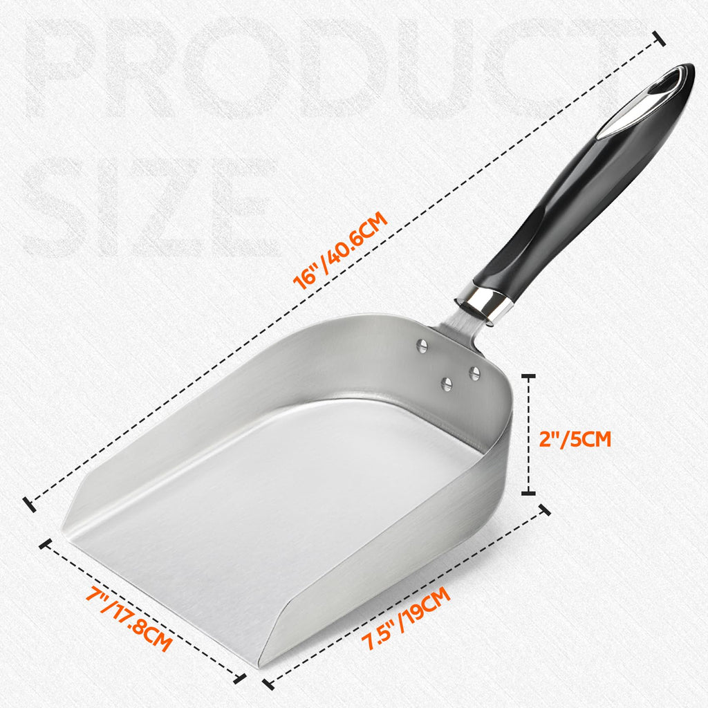 onlyfire Stainless Steel Food Mover, Grill Scoop Grill Spatula Smash Burger Food Shovel for Stiring Fry, 7“