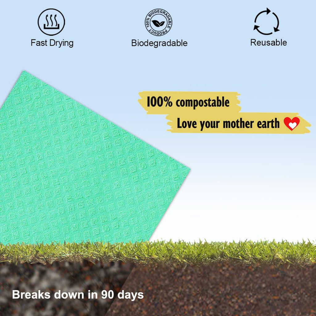 MoLKENE Swedish Dish Cloths - 10 Pack Reusable Kitchen Dishcloths - Ultra Absorbent Dish Towels for Washing Dishes - Cellulose Sponge Cloth Cleaning Rag - Assorted