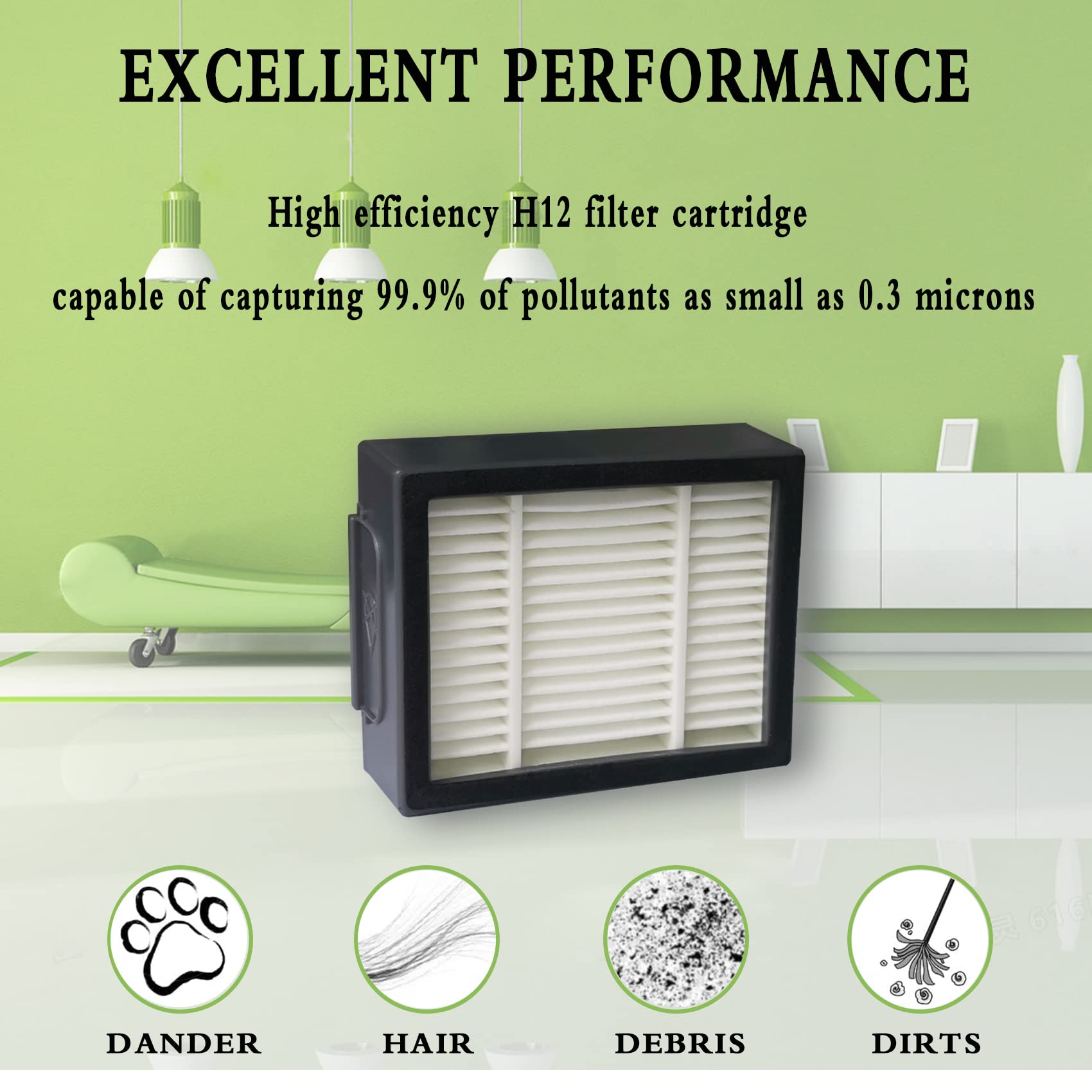 E-HAO 6 Pack Replacement HEPA Filters Compatible for iRobot Roomba i/j/e Series, Vacuum Filters Accessories for Roomba i1+/i2+/i3+/i4+/i5+/i6+/i7+/i8+/j5+/j6+/j7+/j8+/j9+/E5/E6 Cleaner model