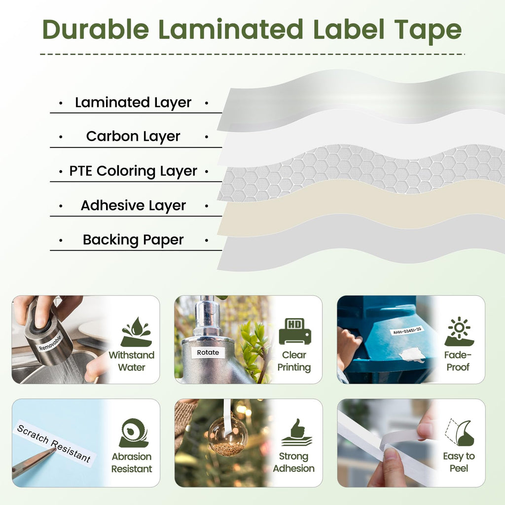6-Pack TZe-231 Replace for Brother Label Maker Tape 12mm White Laminated Compatible with Brother P-Touch Label Tape Refills 12mm 0.47 White for PTH110 PT-D210 D220 D200 H100 D600 D400AD 1230 1280 1290